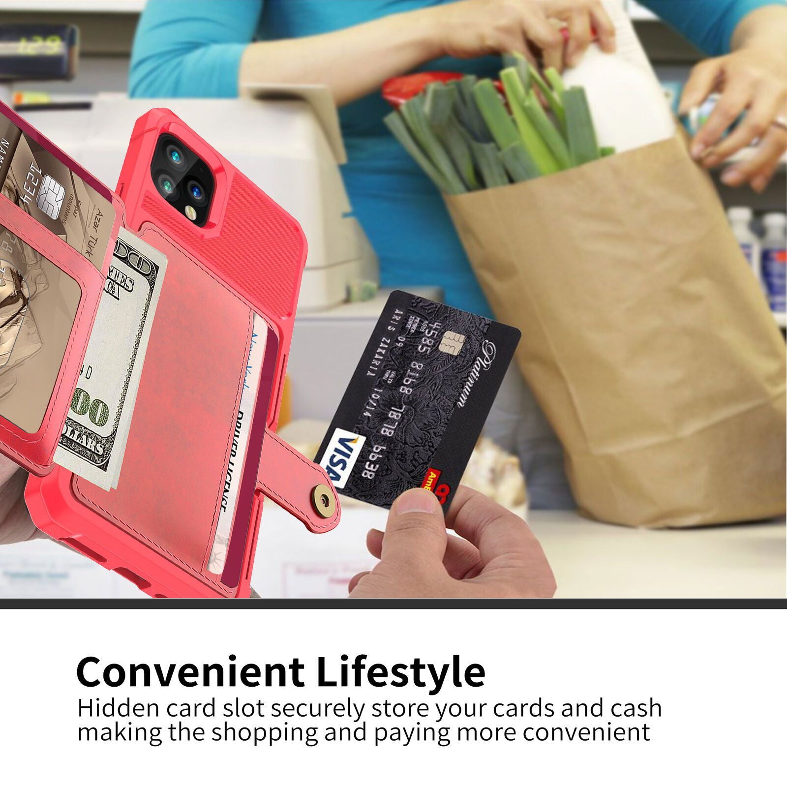 Leather Holder Flip Card Wallet Cover For iPhone - carolay.co