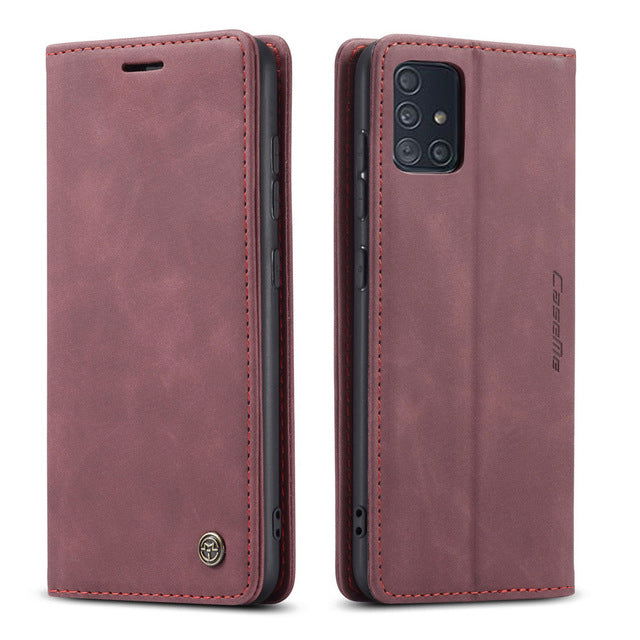 Leather Retro Purse Luxury Magnetic Card Holder Wallet Phone case - carolay.co