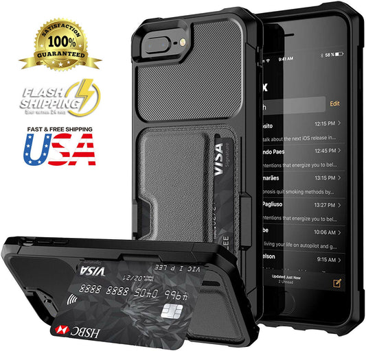 Leather Wallet Cards Shockproof Bumper Case for iPhone - carolay.co
