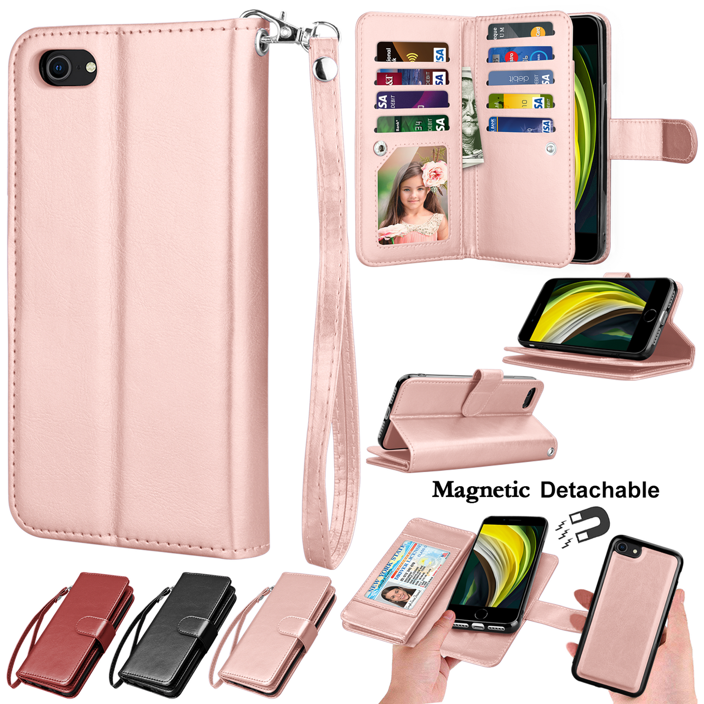 Leather Wallet Case Flip Magnetic Cover for iPhone - carolay.co