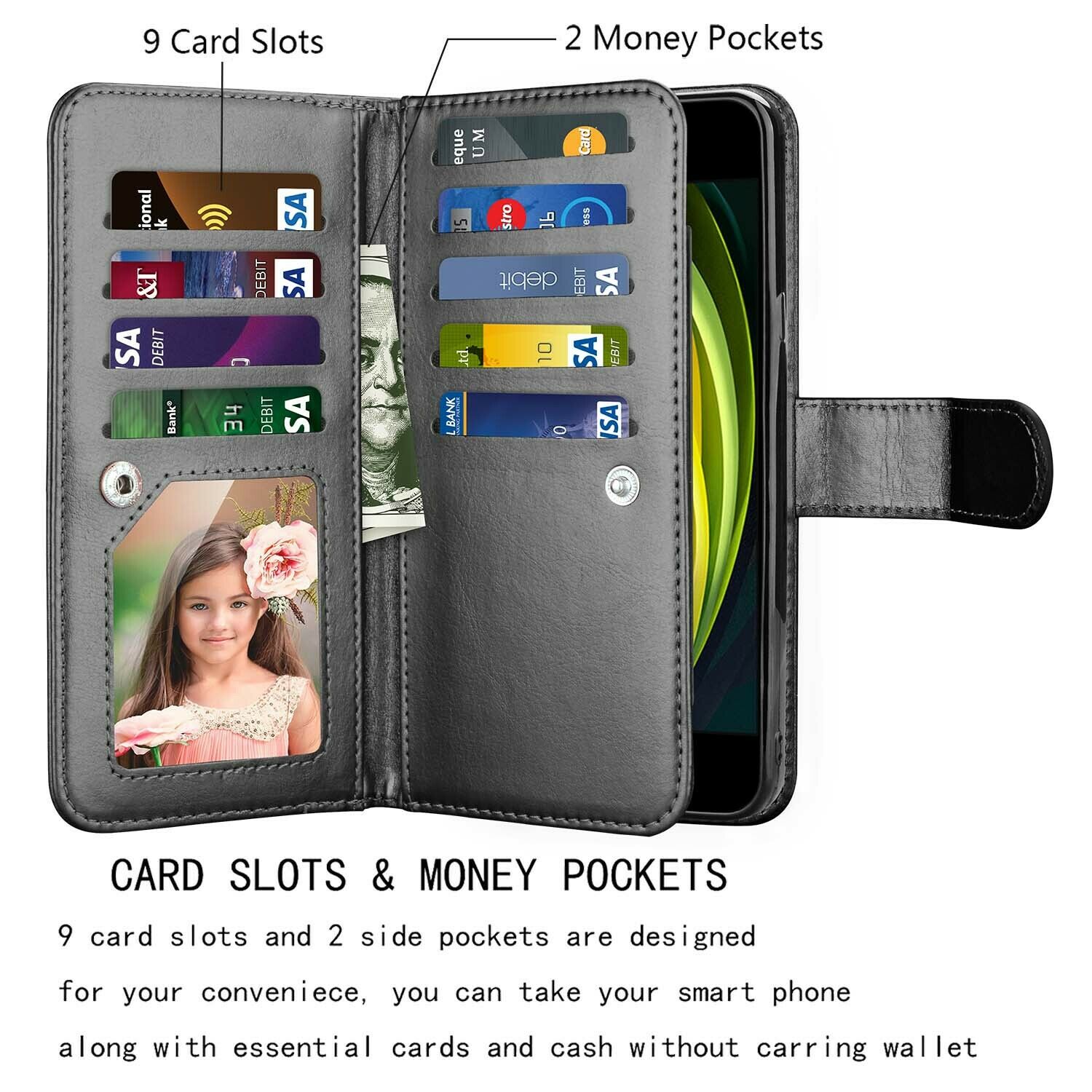Leather Wallet Case Flip Magnetic Cover for iPhone - carolay.co
