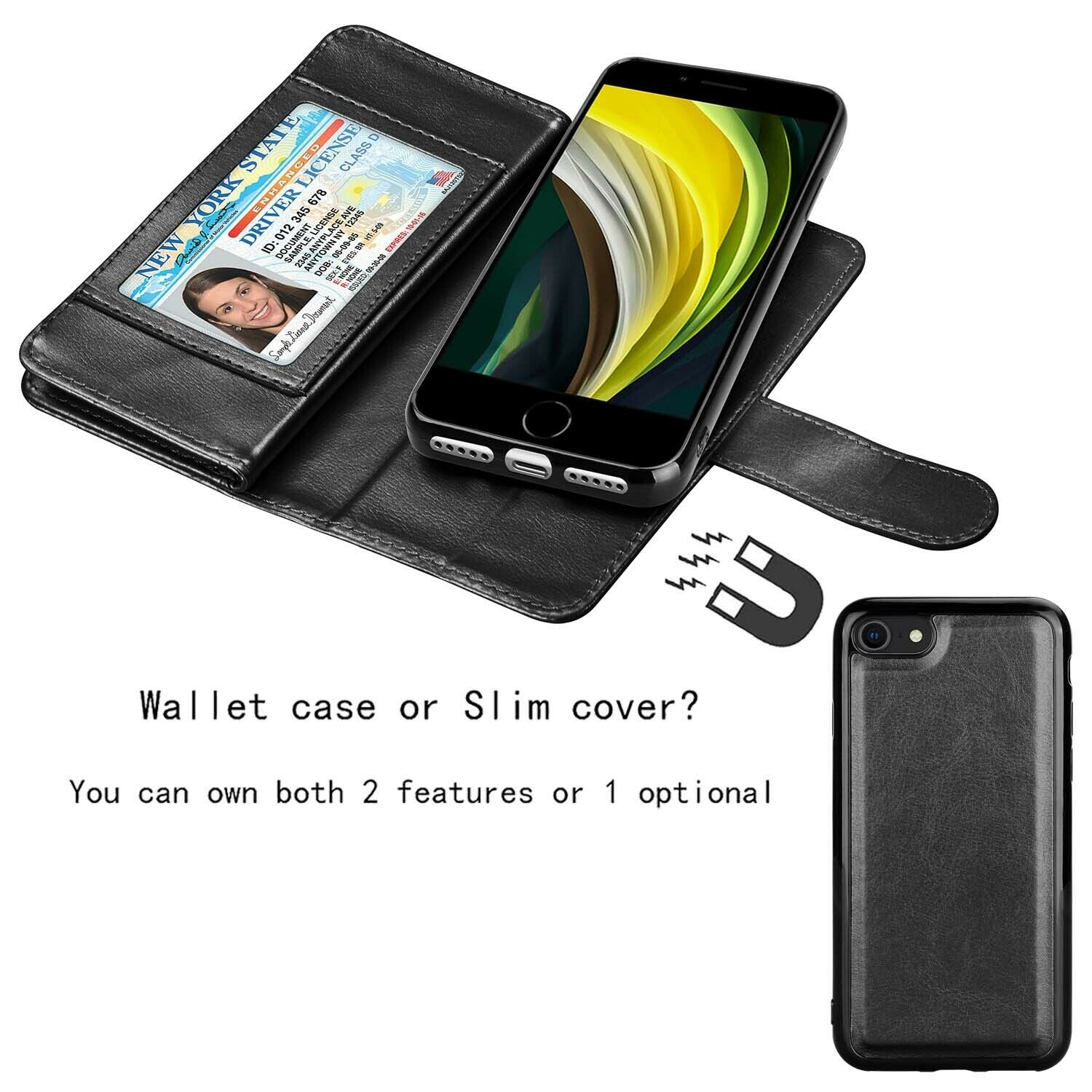 Leather Wallet Case Flip Magnetic Cover for iPhone - carolay.co