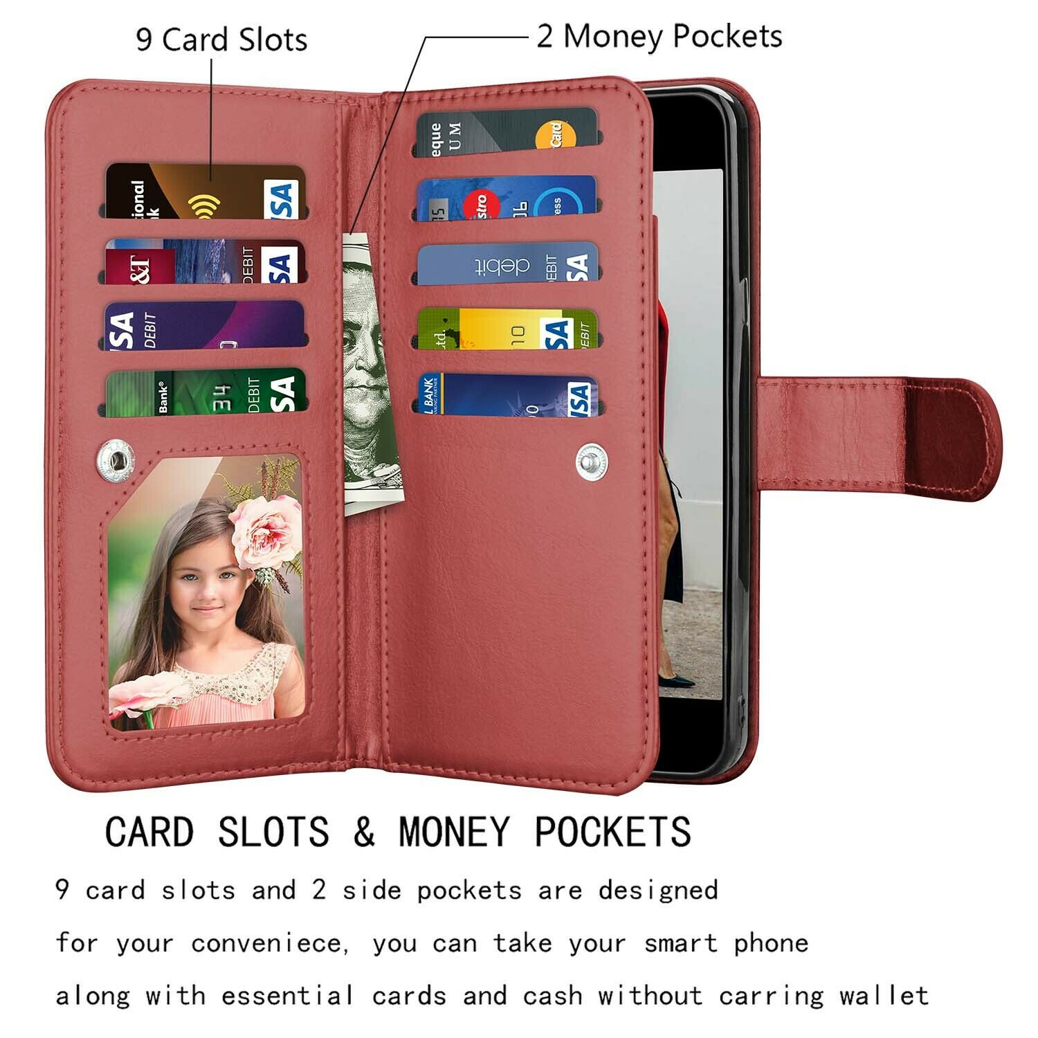 Leather Wallet Case Flip Magnetic Cover for iPhone - carolay.co