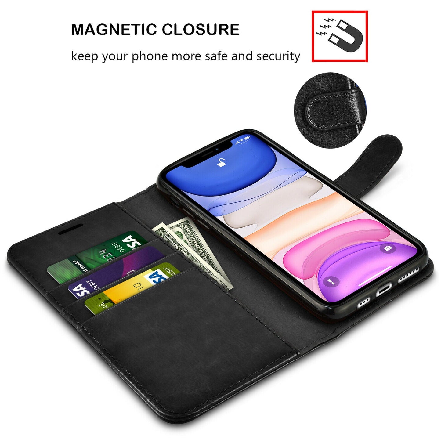 Leather Wallet Case Flip Magnetic Stand Card for iPhone - carolay.co