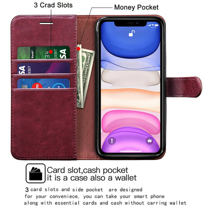 Leather Wallet Case Flip Magnetic Stand Card for iPhone - carolay.co