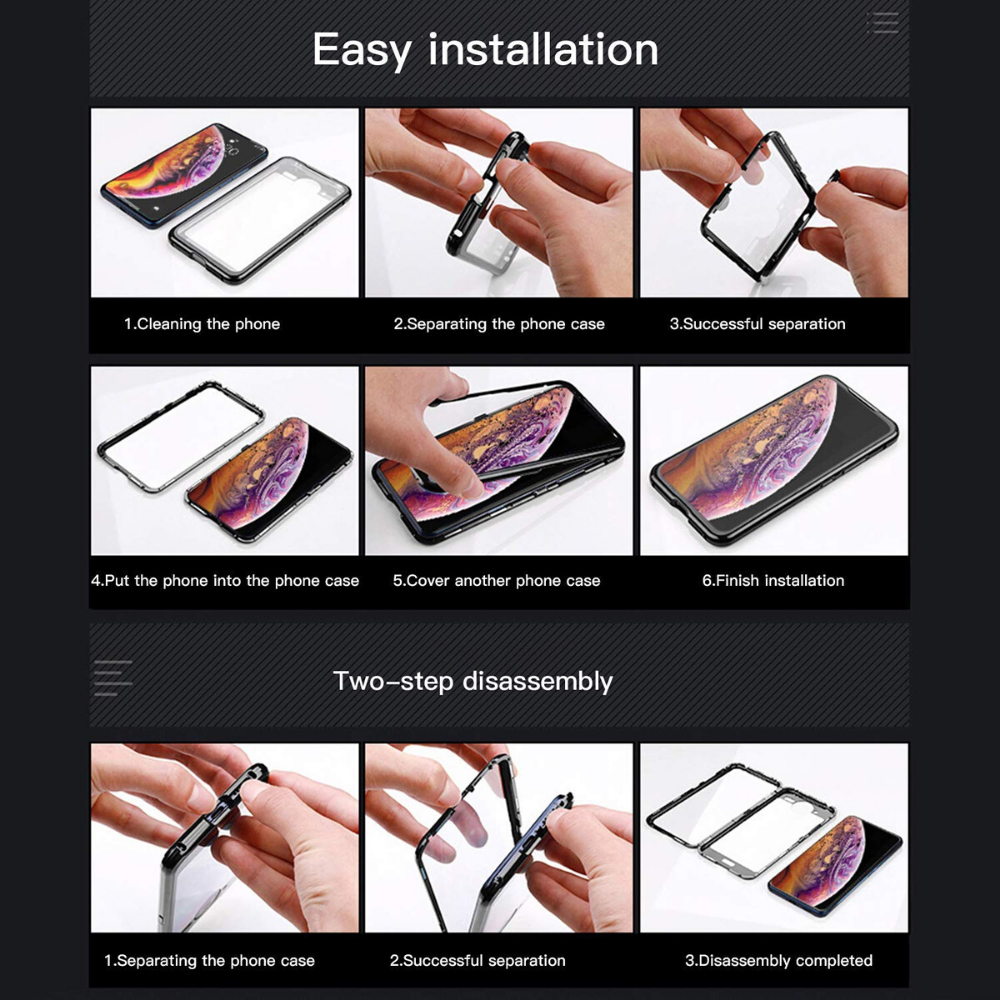 Magnetic Adsorption Double Sided Glass Clear Case Cover For iPhone - carolay.co