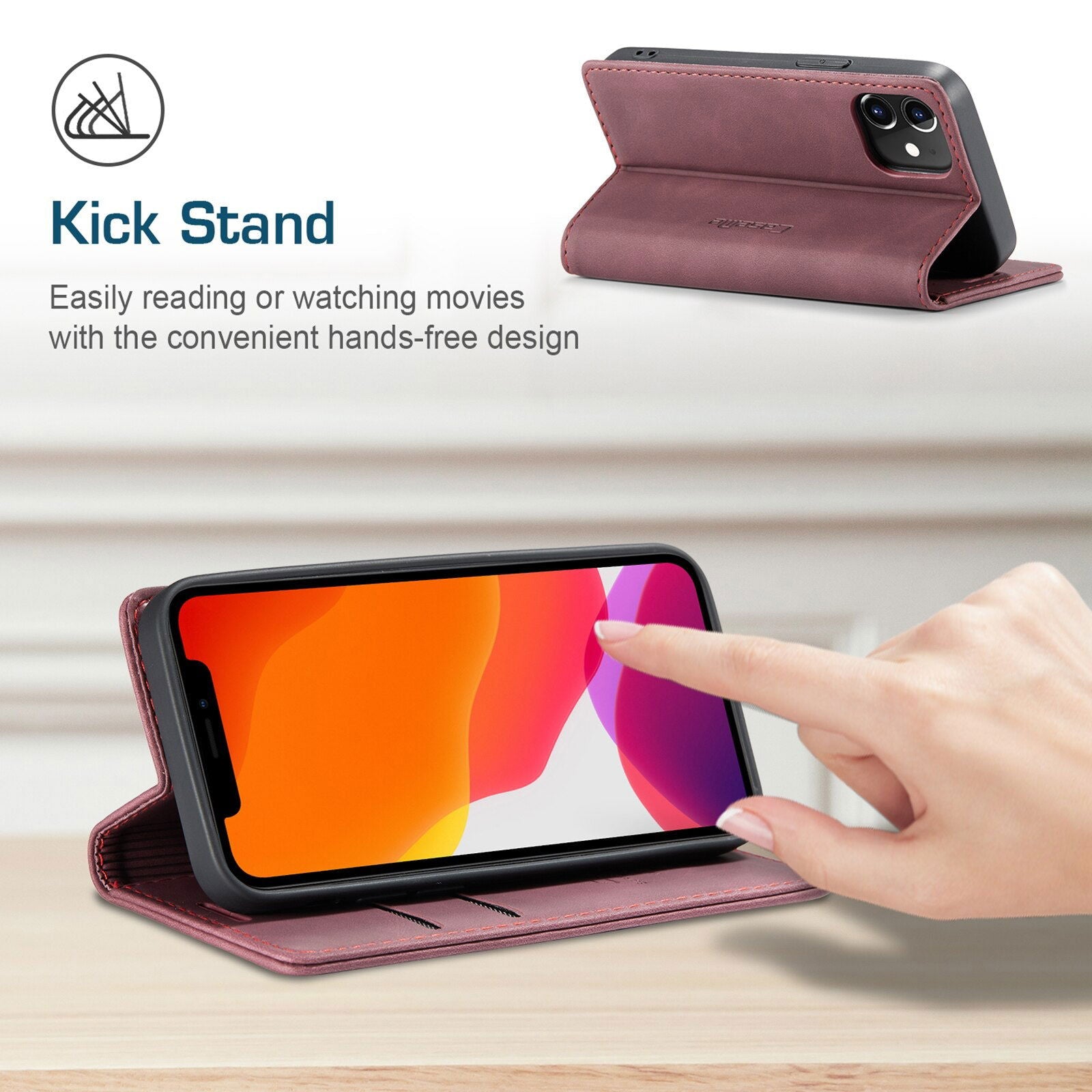 Magnetic Leather Flip Case Leather Fitted Soft Retro for iPhone - carolay.co