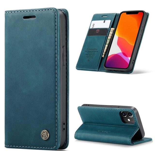 Magnetic Leather Flip Case Leather Fitted Soft Retro for iPhone - carolay.co