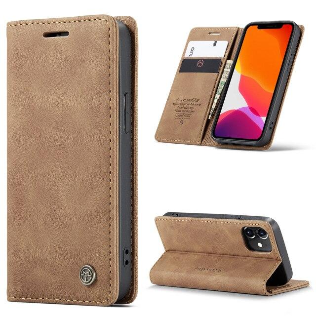 Magnetic Leather Flip Case Leather Fitted Soft Retro for iPhone - carolay.co