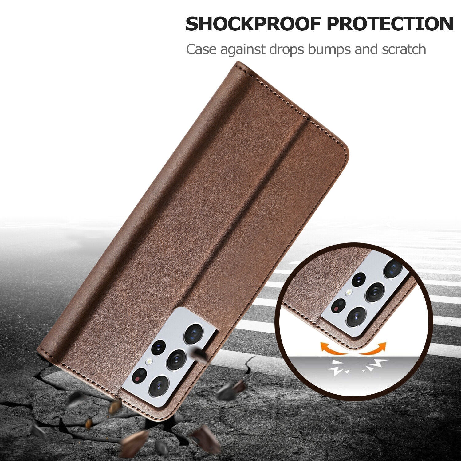 Men's Leather Magnetic Wallet Case for Samsung Galaxy S21 - carolay.co