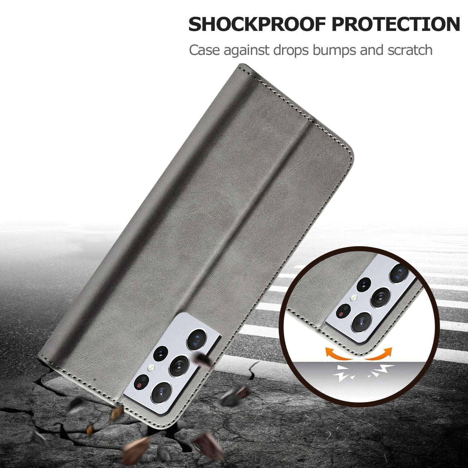 Men's Leather Magnetic Wallet Case for Samsung Galaxy S21 - carolay.co
