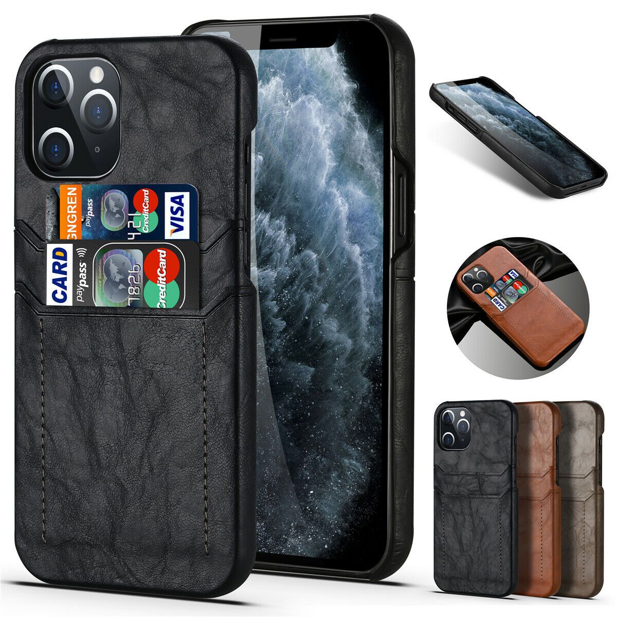 Slim Back Leather Card Case For iPhone - carolay.co