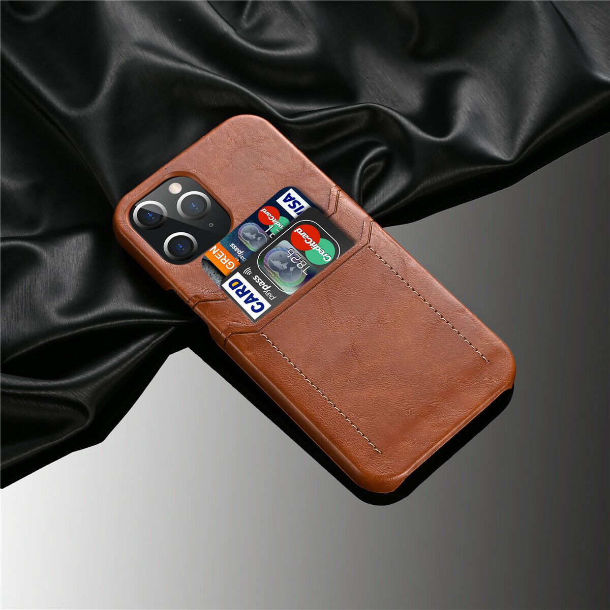 Slim Back Leather Card Case For iPhone - carolay.co