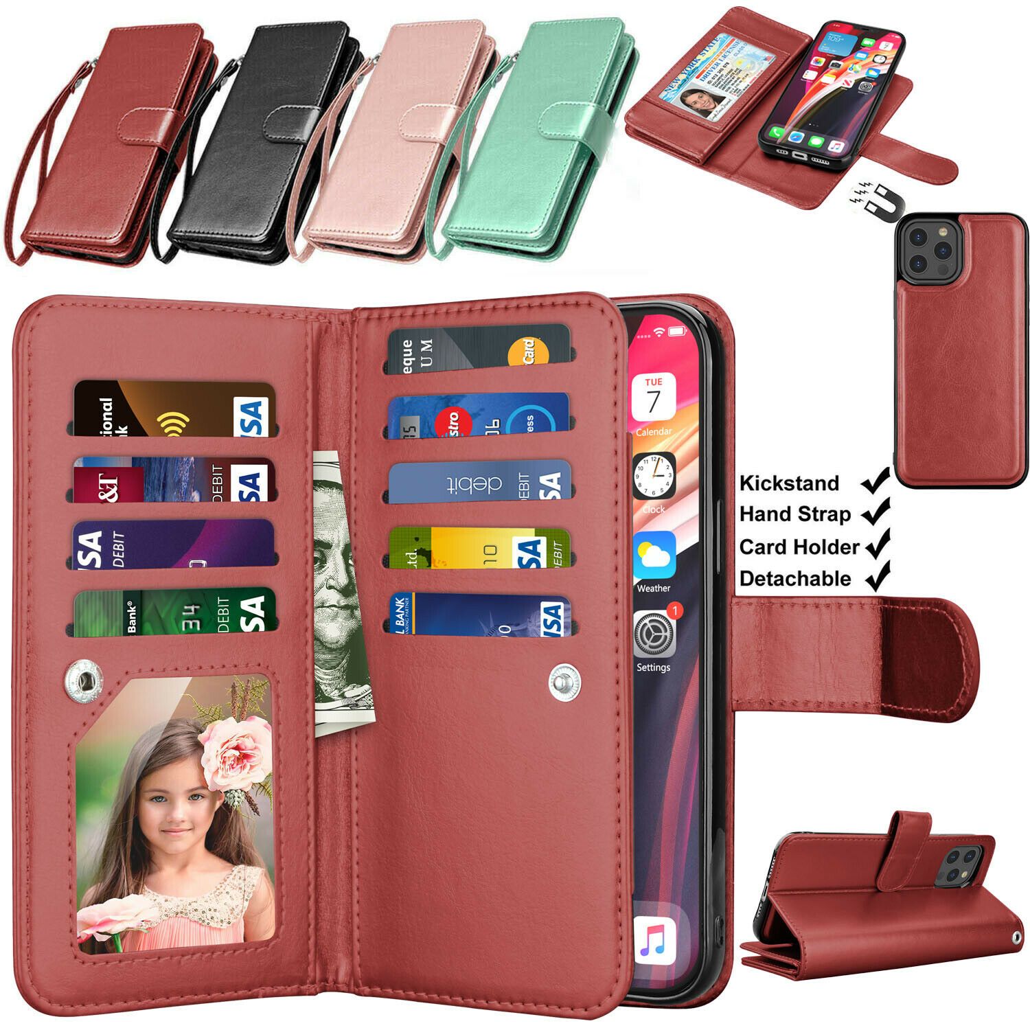 Wallet Case Flip Leather Card Stand Cover For iPhone - carolay.co