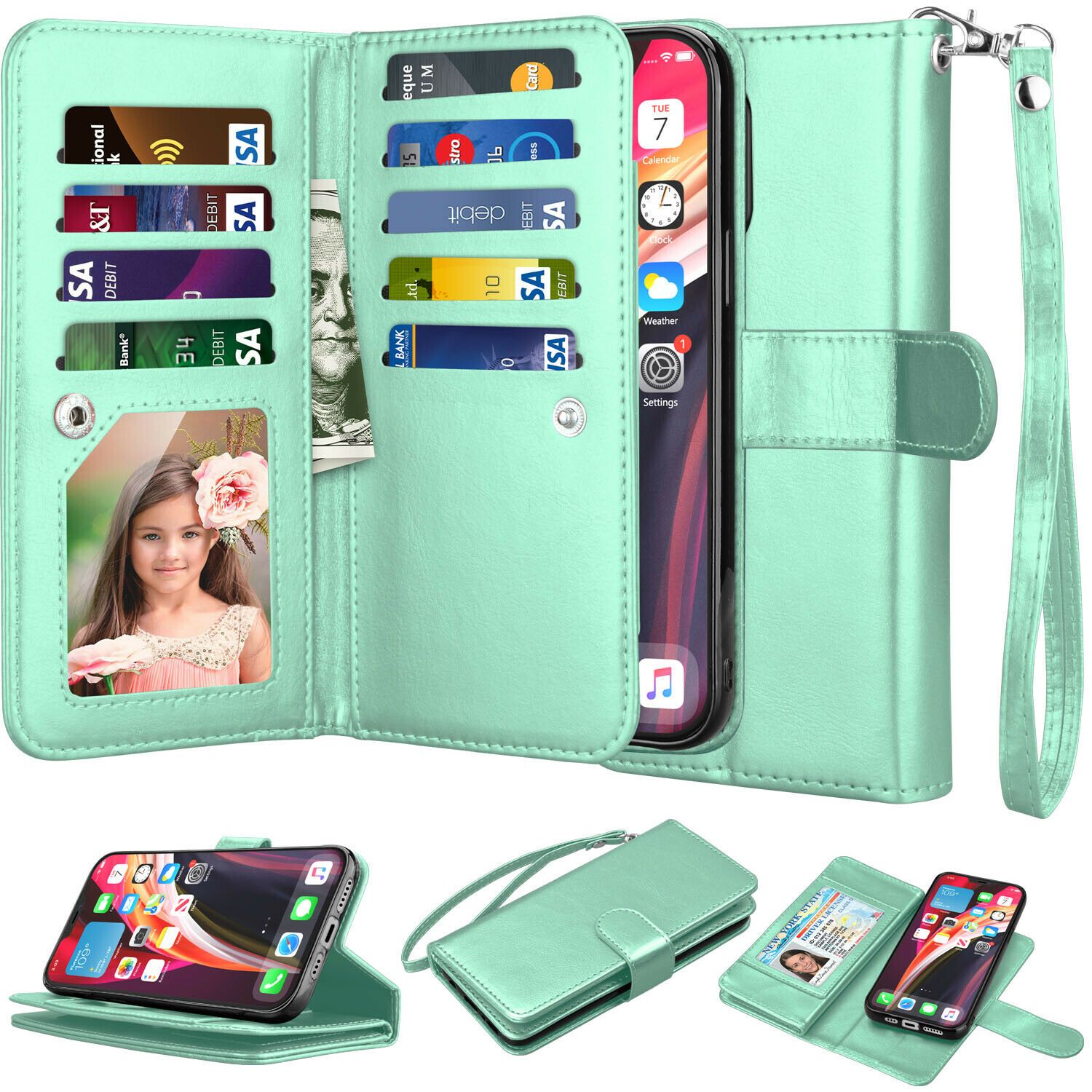 Wallet Case Flip Leather Card Stand Cover For iPhone - carolay.co