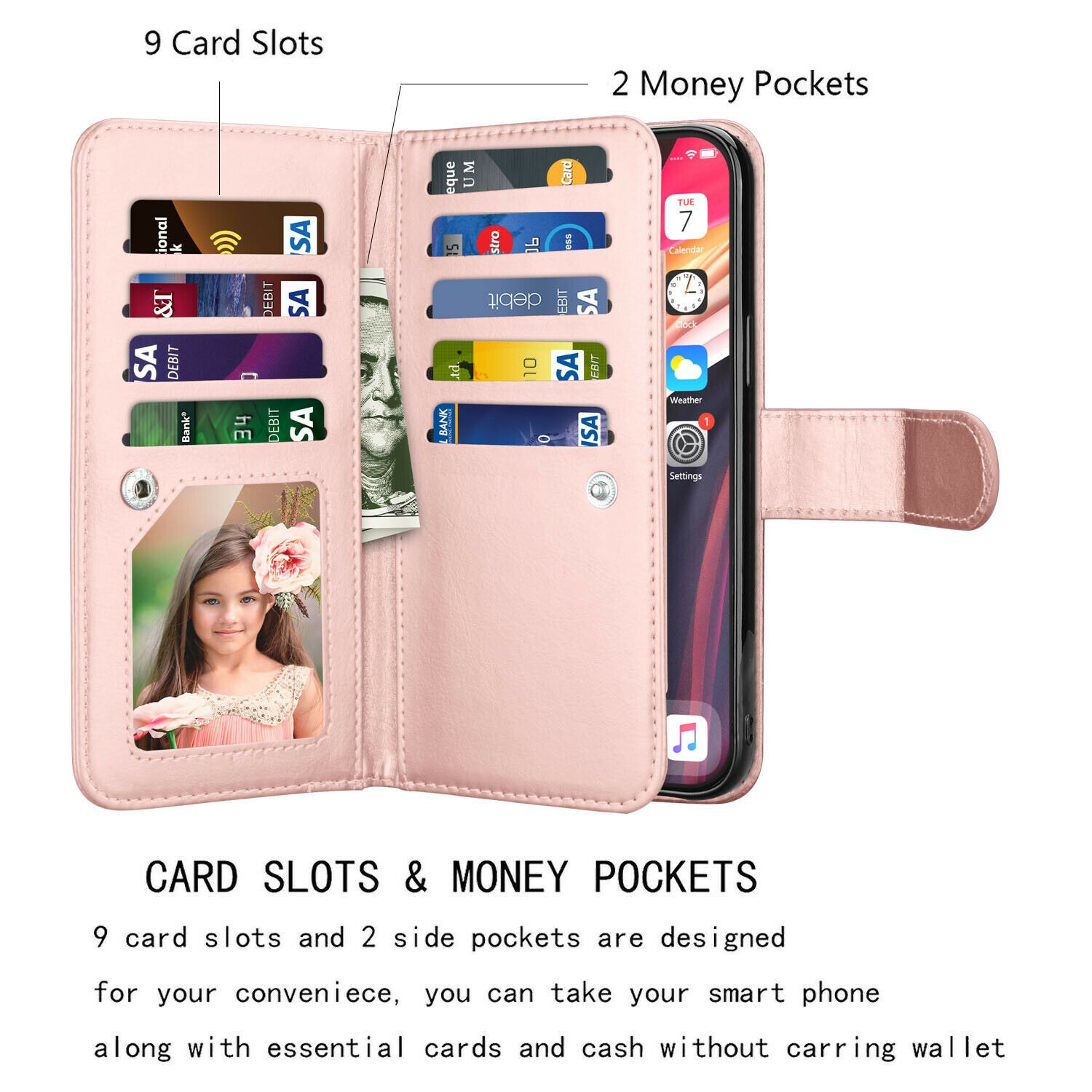 Wallet Case Flip Leather Card Stand Cover For iPhone - carolay.co