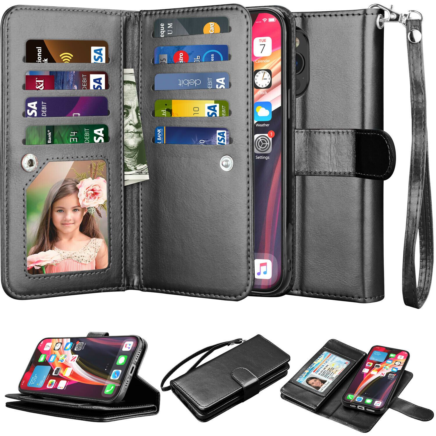 Wallet Case Flip Leather Card Stand Cover For iPhone - carolay.co