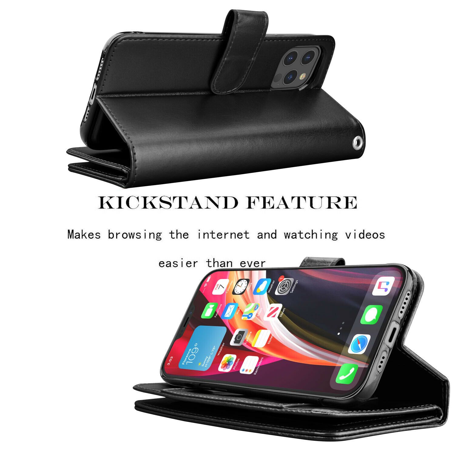 Wallet Case Flip Leather Card Stand Cover For iPhone - carolay.co