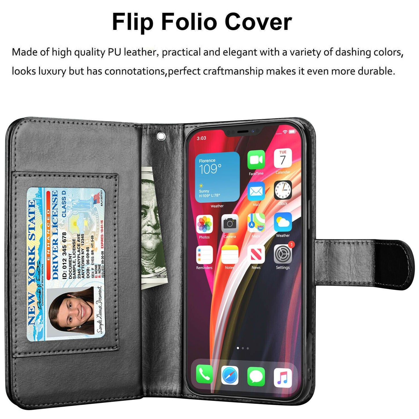 Wallet Case Flip Leather Card Stand Cover For iPhone - carolay.co