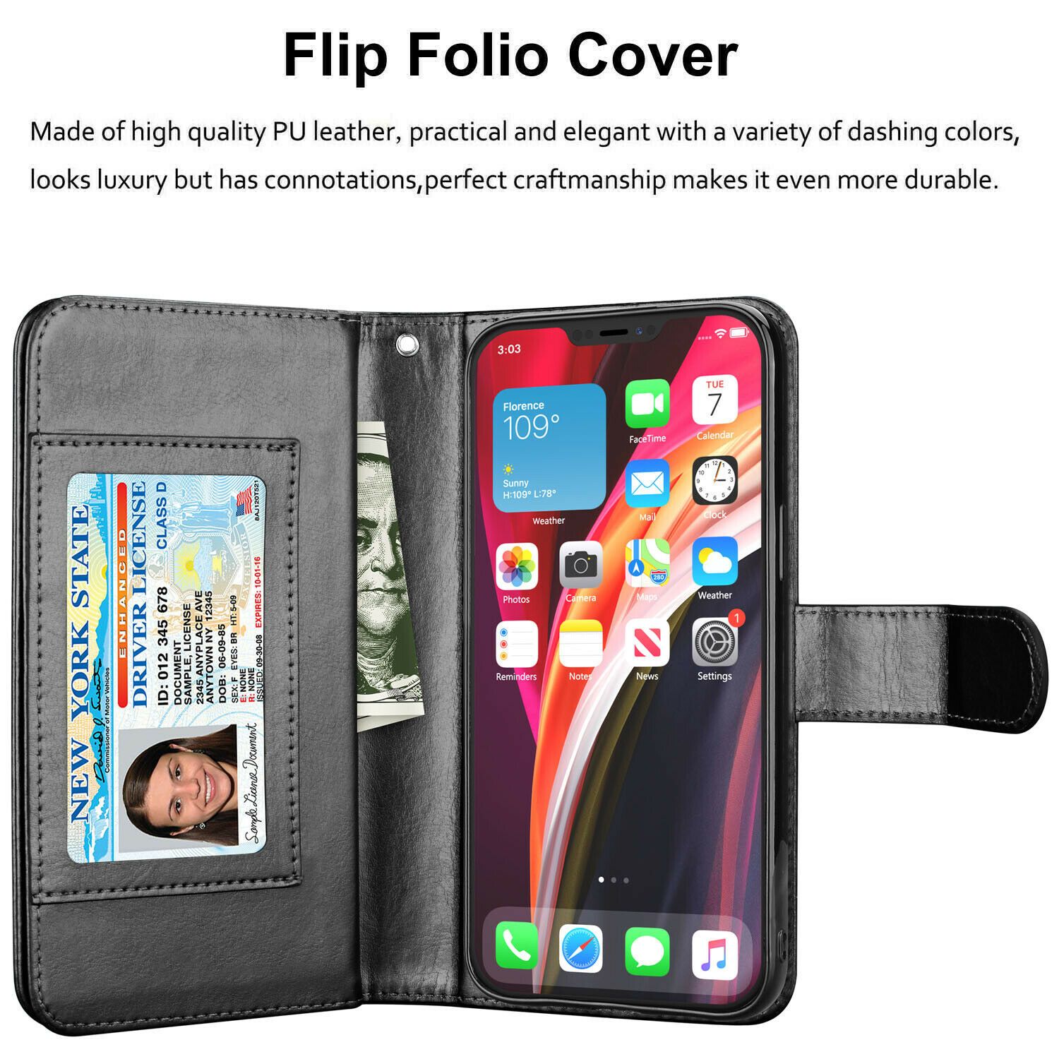Wallet Case Flip Leather Card Stand Cover For iPhone - carolay.co