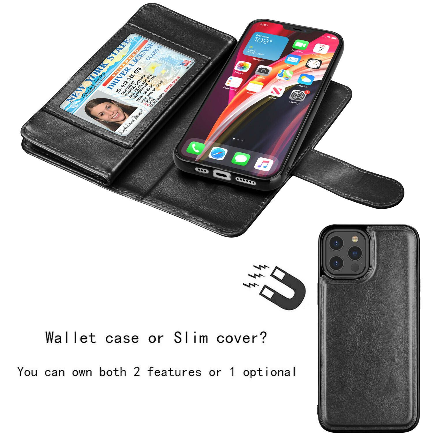 Wallet Case Flip Leather Card Stand Cover For iPhone - carolay.co