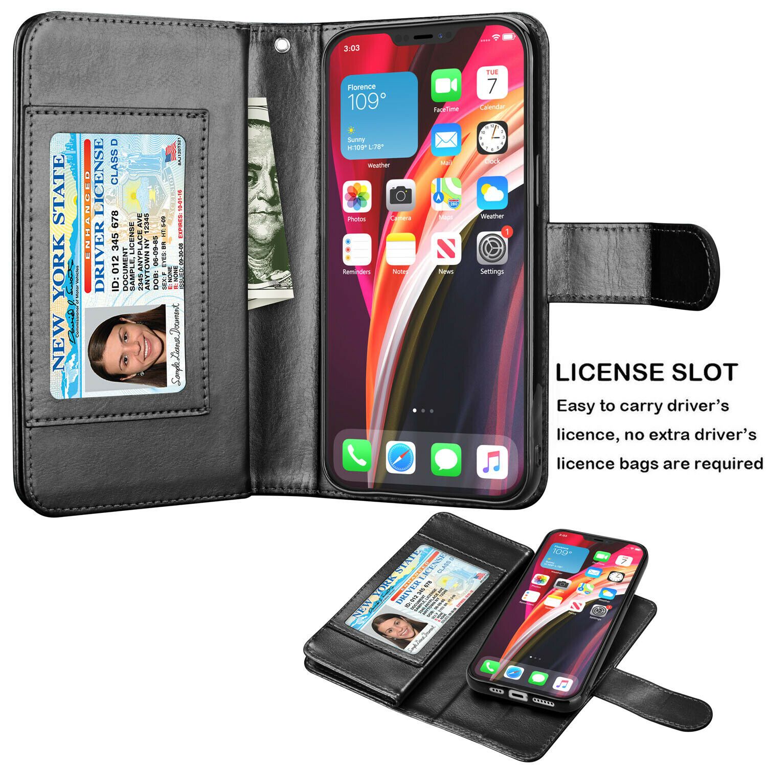Wallet Case Flip Leather Card Stand Cover For iPhone - carolay.co