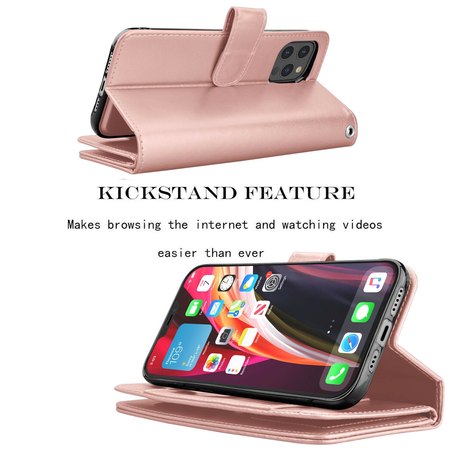 Wallet Case Flip Leather Card Stand Cover For iPhone - carolay.co