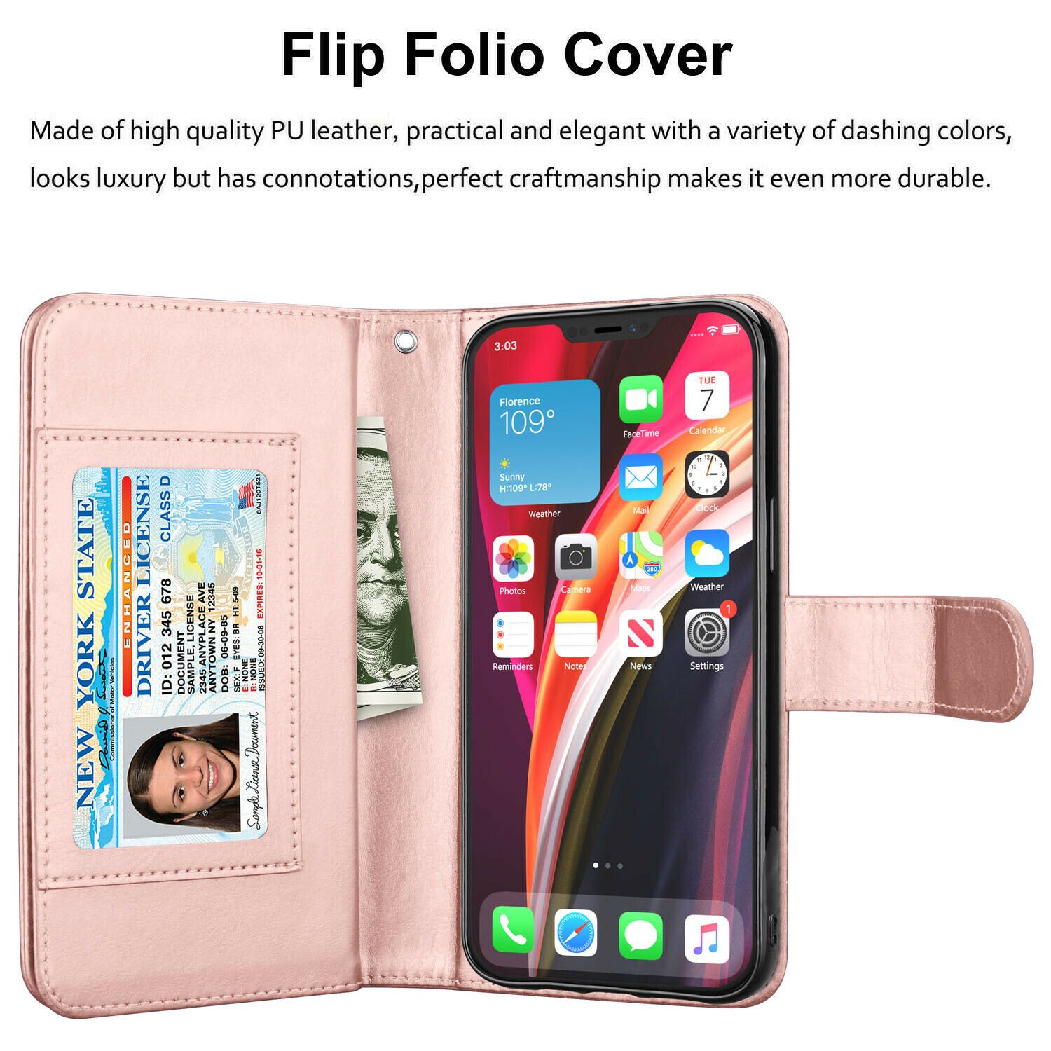 Wallet Case Flip Leather Card Stand Cover For iPhone - carolay.co