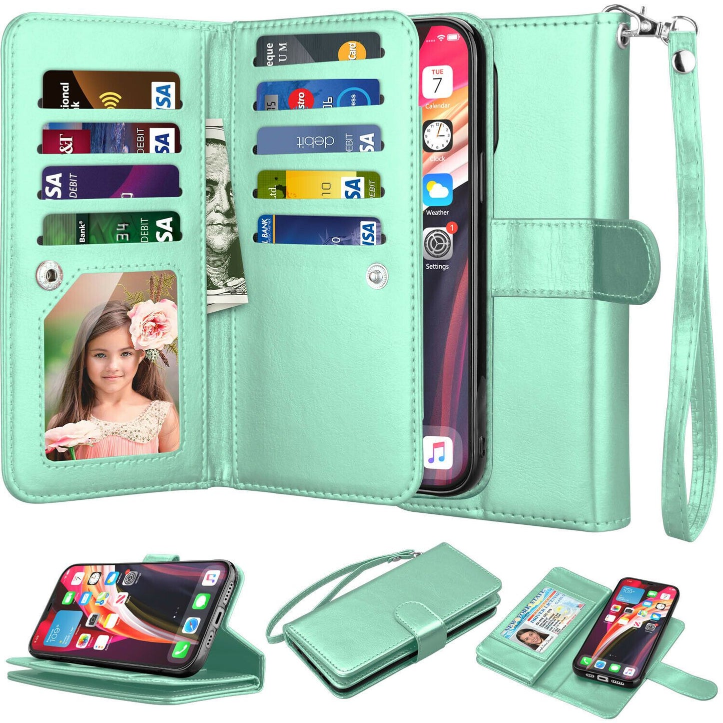 Wallet Case Flip Leather Card Stand Cover For iPhone - carolay.co