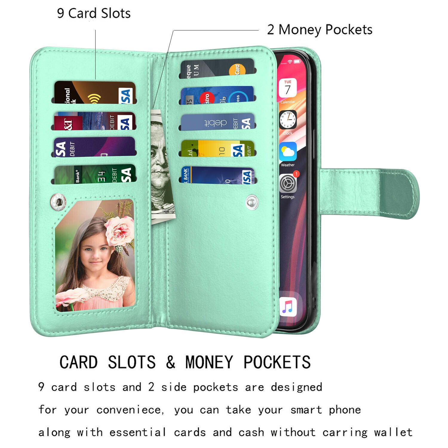 Wallet Case Flip Leather Card Stand Cover For iPhone - carolay.co