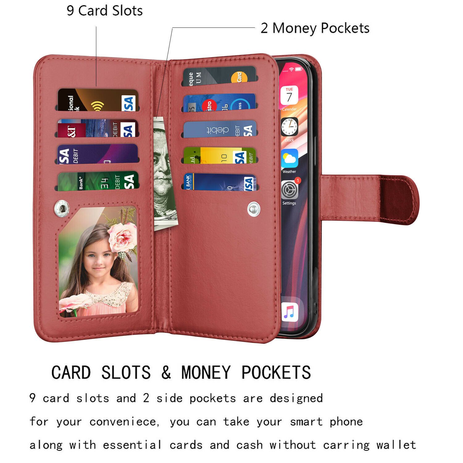 Wallet Case Flip Leather Card Stand Cover For iPhone - carolay.co