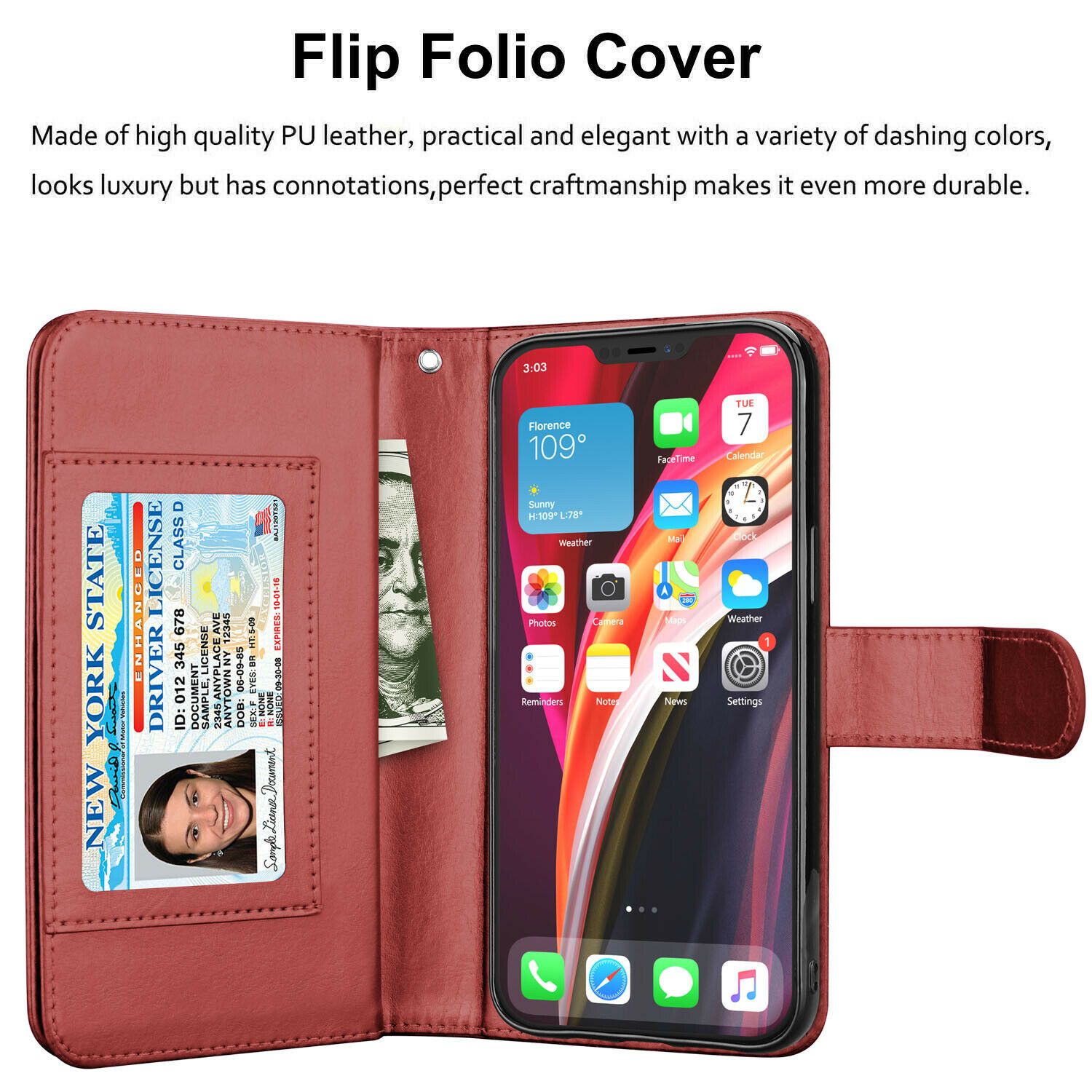 Wallet Case Flip Leather Card Stand Cover For iPhone - carolay.co