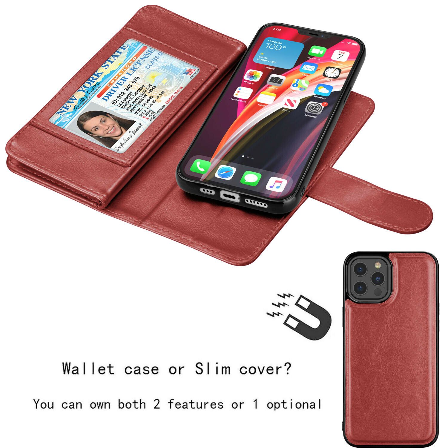 Wallet Case Flip Leather Card Stand Cover For iPhone - carolay.co