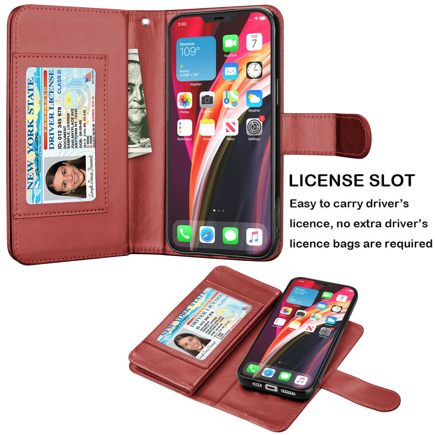Wallet Case Flip Leather Card Stand Cover For iPhone - carolay.co