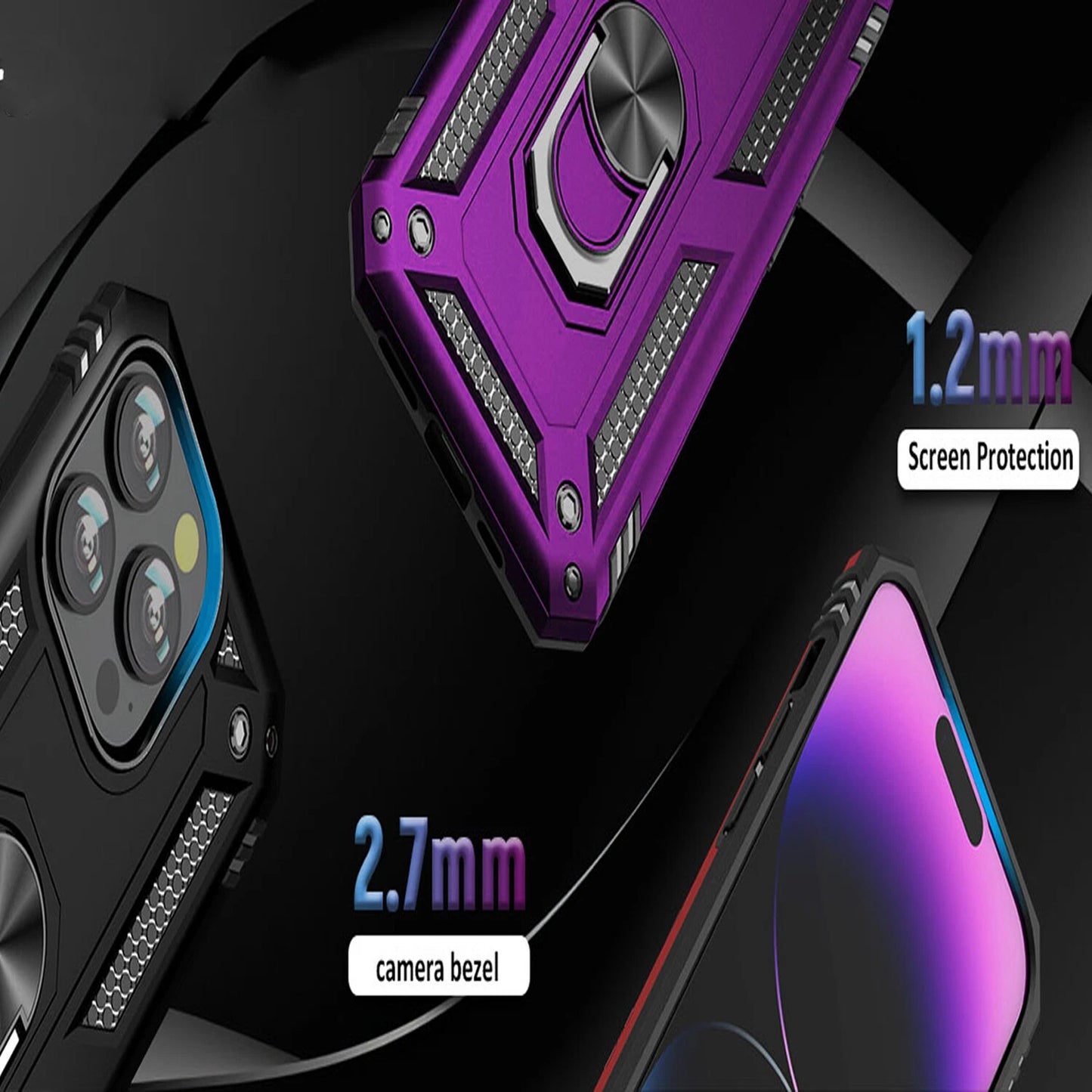 For iPhone 12 Case /12 Pro Max/Mini/ Phone Cover Shockproof Stand + Glass Screen