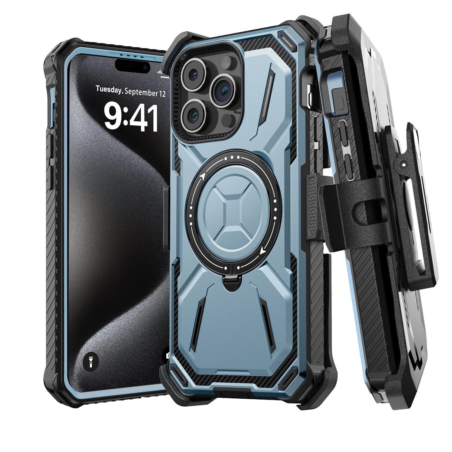 For iPhone 16 Pro Max 15 14 13 12 11 Heavy Duty Defender Case Belt Clip Holster