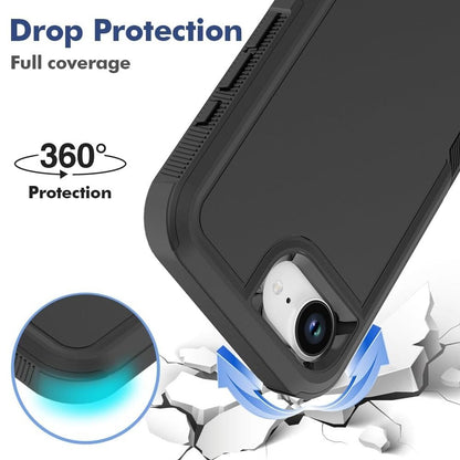 Apple iPhone 16e Heavy Duty Rugged Case - Dual Layer Shockproof Cover with Tempered Glass Protector