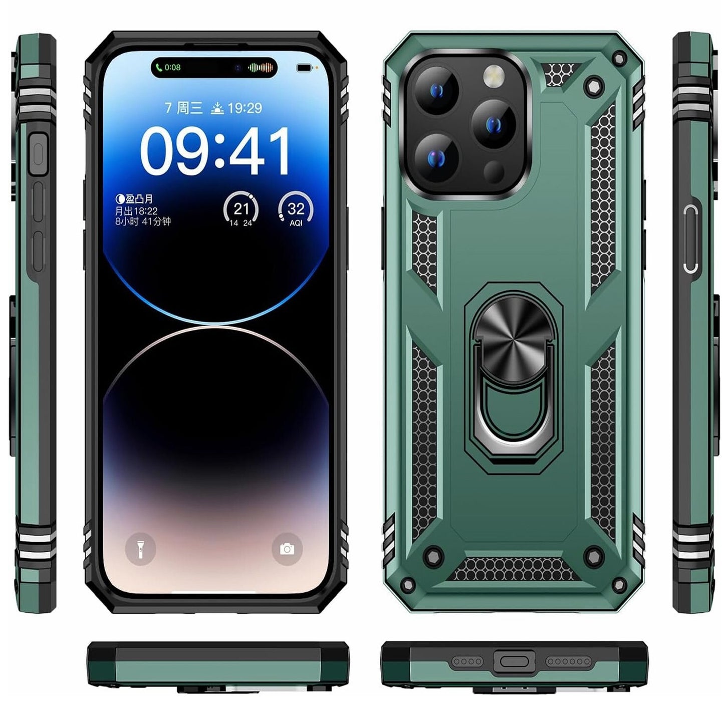 For iPhone 13 Case/13 Pro Max/13 Mini Phone Cover Shockproof + Tempered Glass