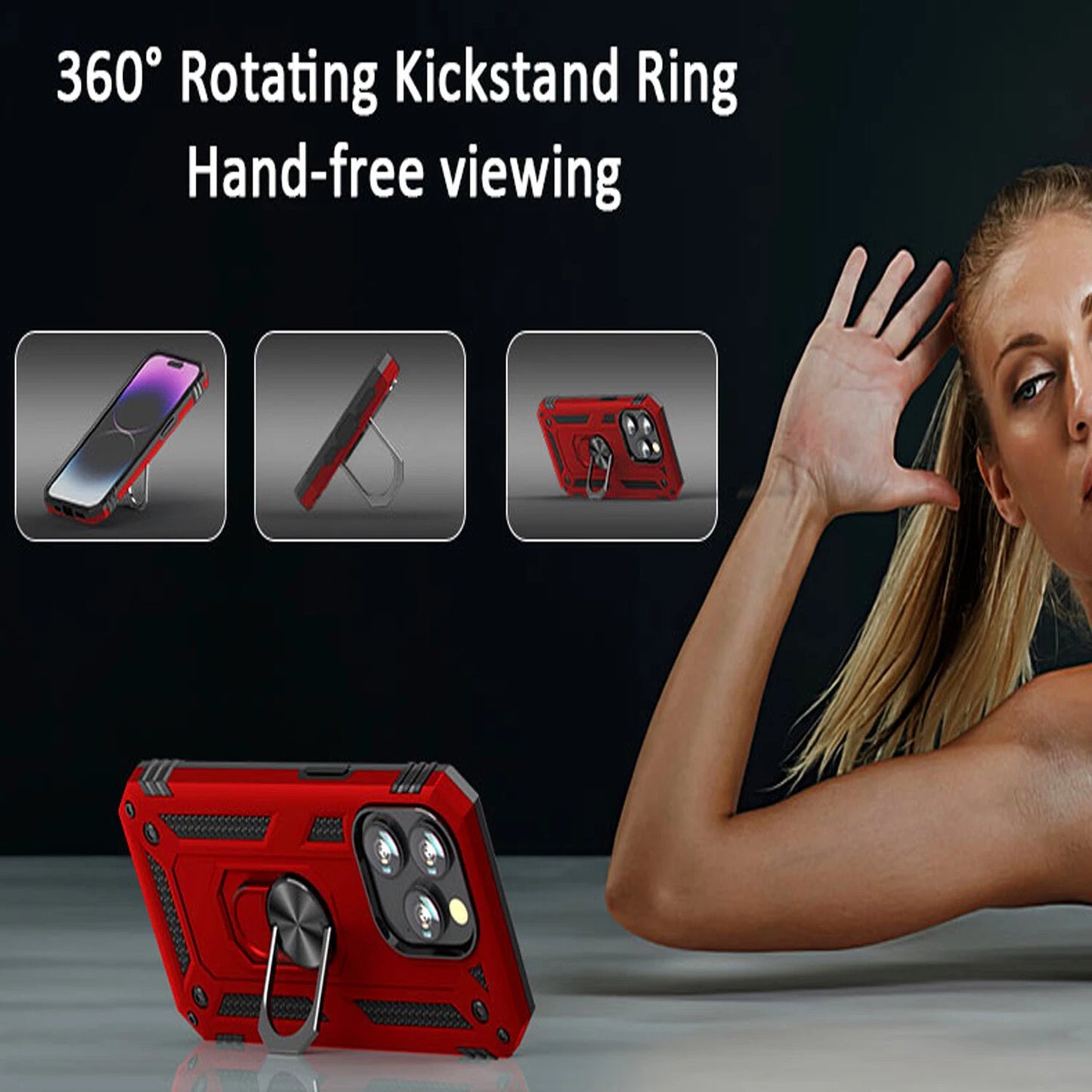 For iPhone 12 Case /12 Pro Max/Mini/ Phone Cover Shockproof Stand + Glass Screen