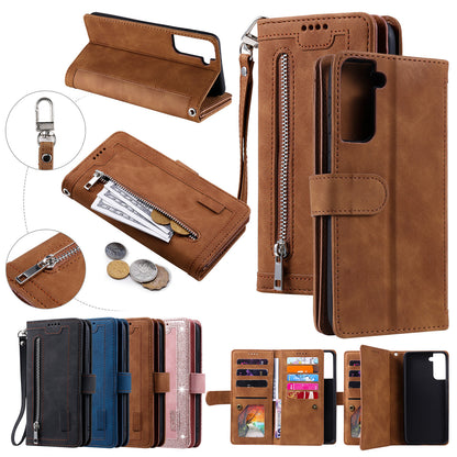 Zipper Leather Wallet Case For Samsung Galaxy S25 S24 S23 S22 Ultra Plus S21 S20