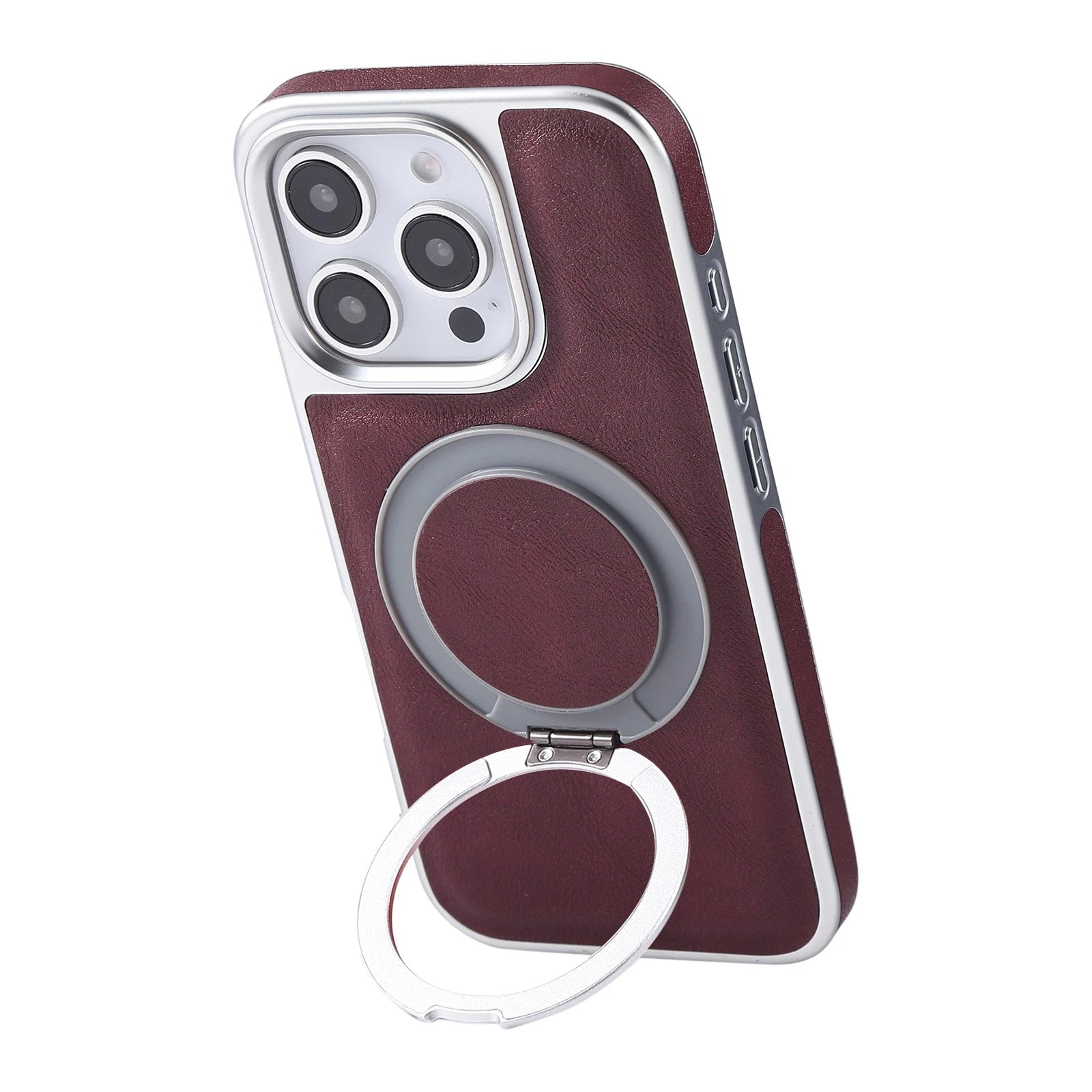 For iPhone 17 Pro Max 16 15 14 13 Shockproof PU Leather Magnetic Ring Stand Case