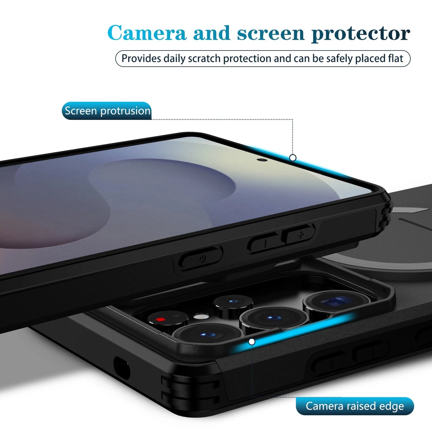 For Samsung Galaxy S25FE S24 S25 Ultra Shockproof Mag Safe Stand Slide Lens Case