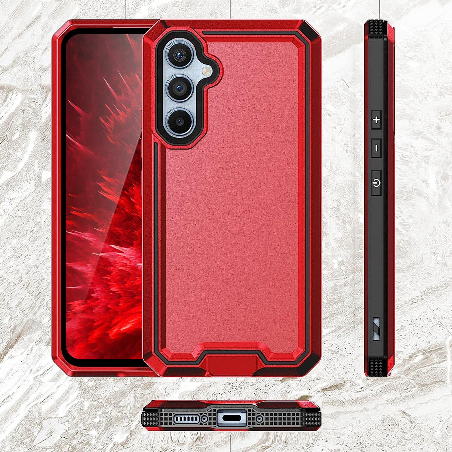 For Samsung Galaxy A16 A14 A15 A54 5G Phone Case PC+TPU Cover +Tempered Glass