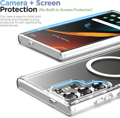 For Samsung Galaxy S25 S24 S23 S22 Plus Ultra Clear Mag Safe Shockproof Case