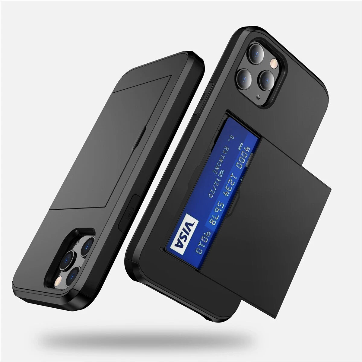 Slide Wallet Case Card Holder For iPhone 14 13 12 11 15 Pro Max X 7 8 Slim Cover