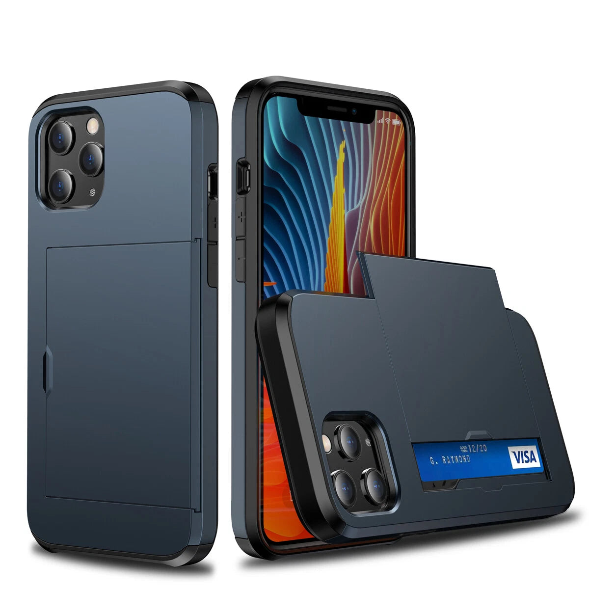Slide Wallet Case Card Holder For iPhone 14 13 12 11 15 Pro Max X 7 8 Slim Cover