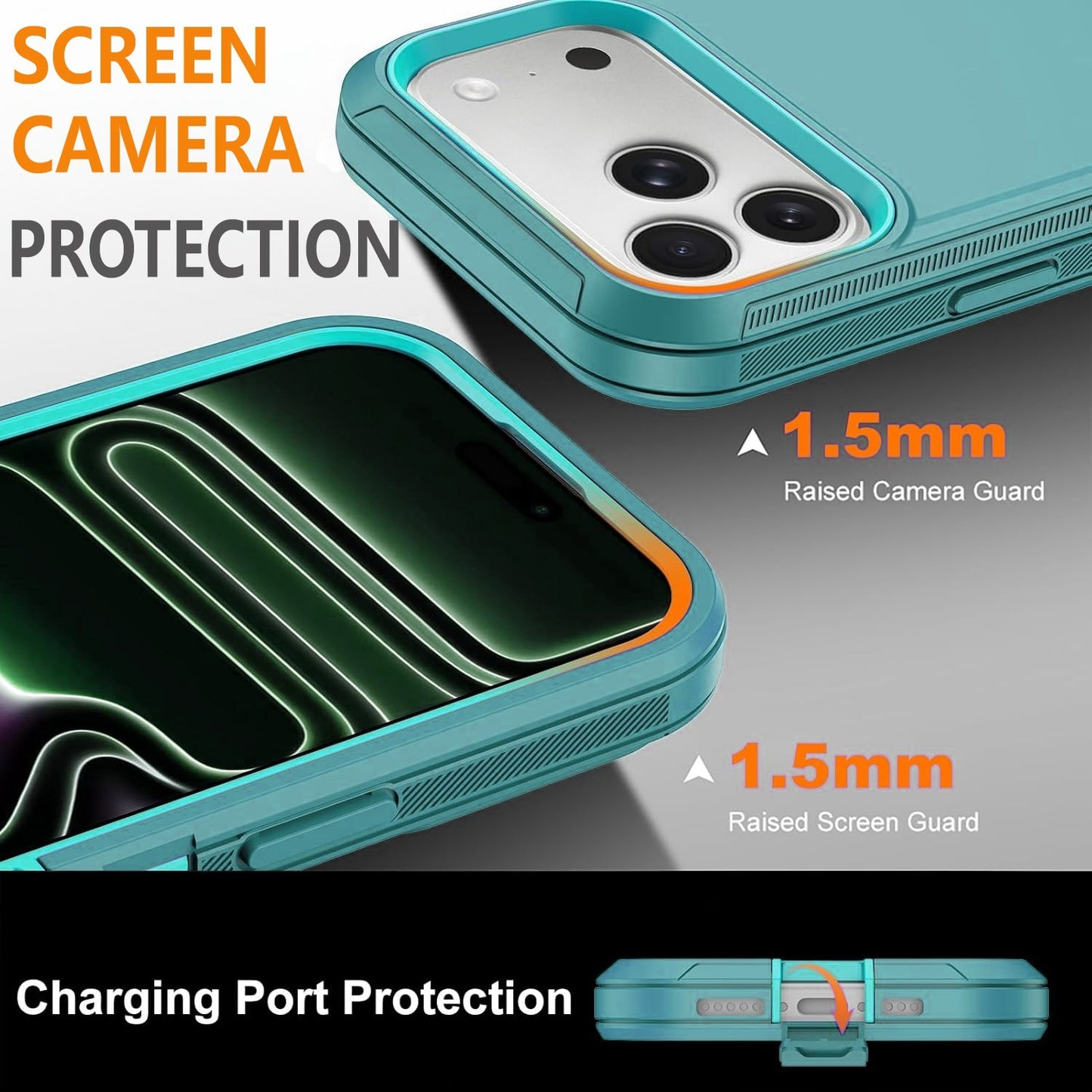 For iPhone 17 Pro Max Case /17 Pro/16 Phone Cover Fit OtterBox + Tempered Glass