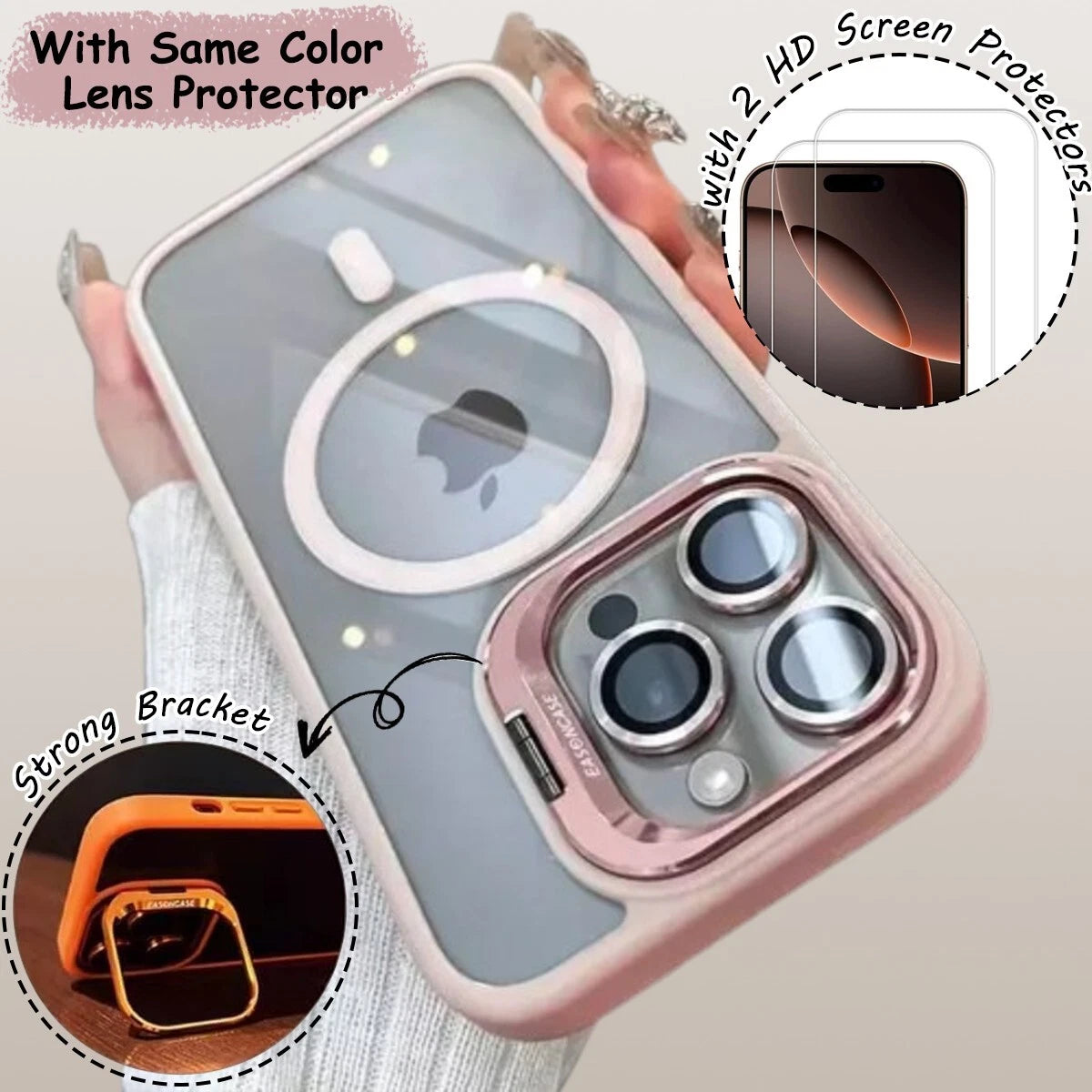 For iPhone 17 16 15 14 13 12 Pro Max Shockproof Mag Case + Lens Screen Protector