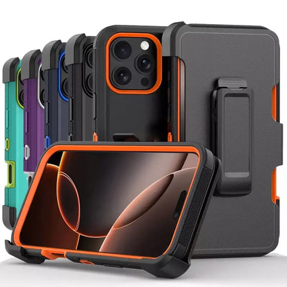 For iPhone 16 Pro Max Case 15 14 13 Phone Cover Shockproof Holster Screen Glass