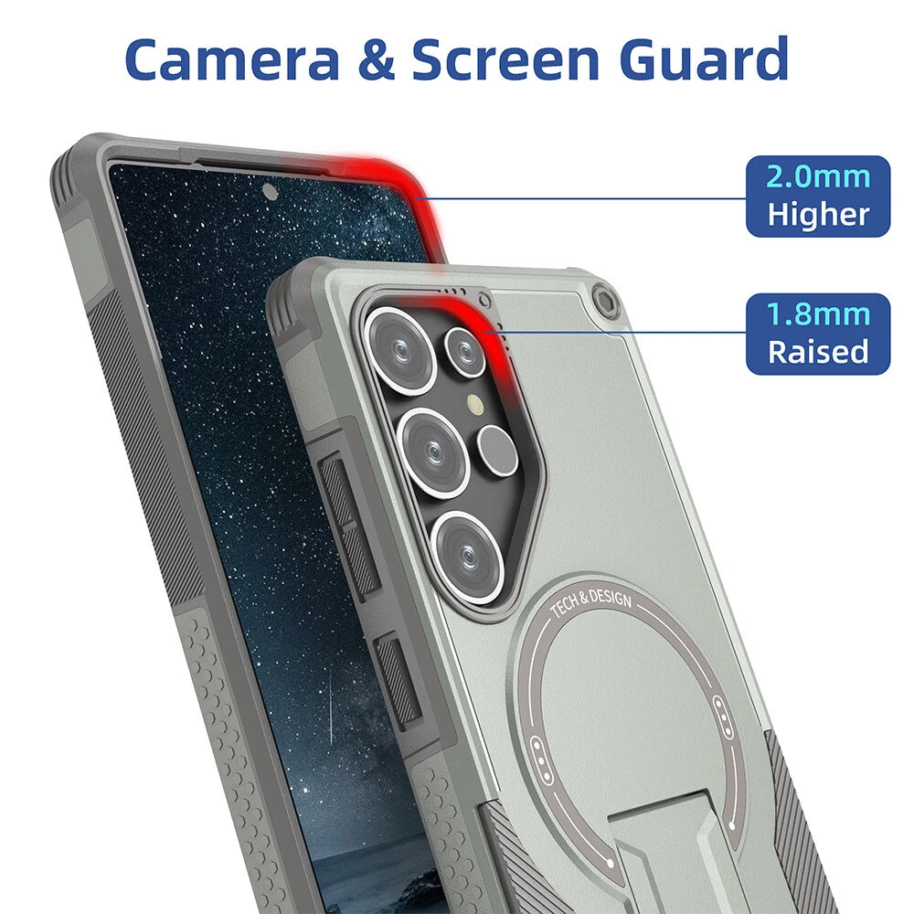 Samsung Galaxy S25 Ultra S24 A17 A16 Shockproof MagSafe Case with Built-in Stand - Heavy Duty Protection